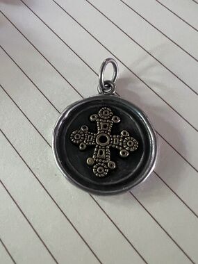 Retiring Waxing Poetic Sterling Mixed Metal Croix Cross Pendant Charm